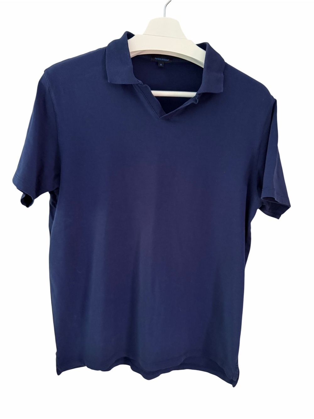 PATRICK ASSARAF Mid Blue Stretch Pima Cotton Johnny Collar Polo size M